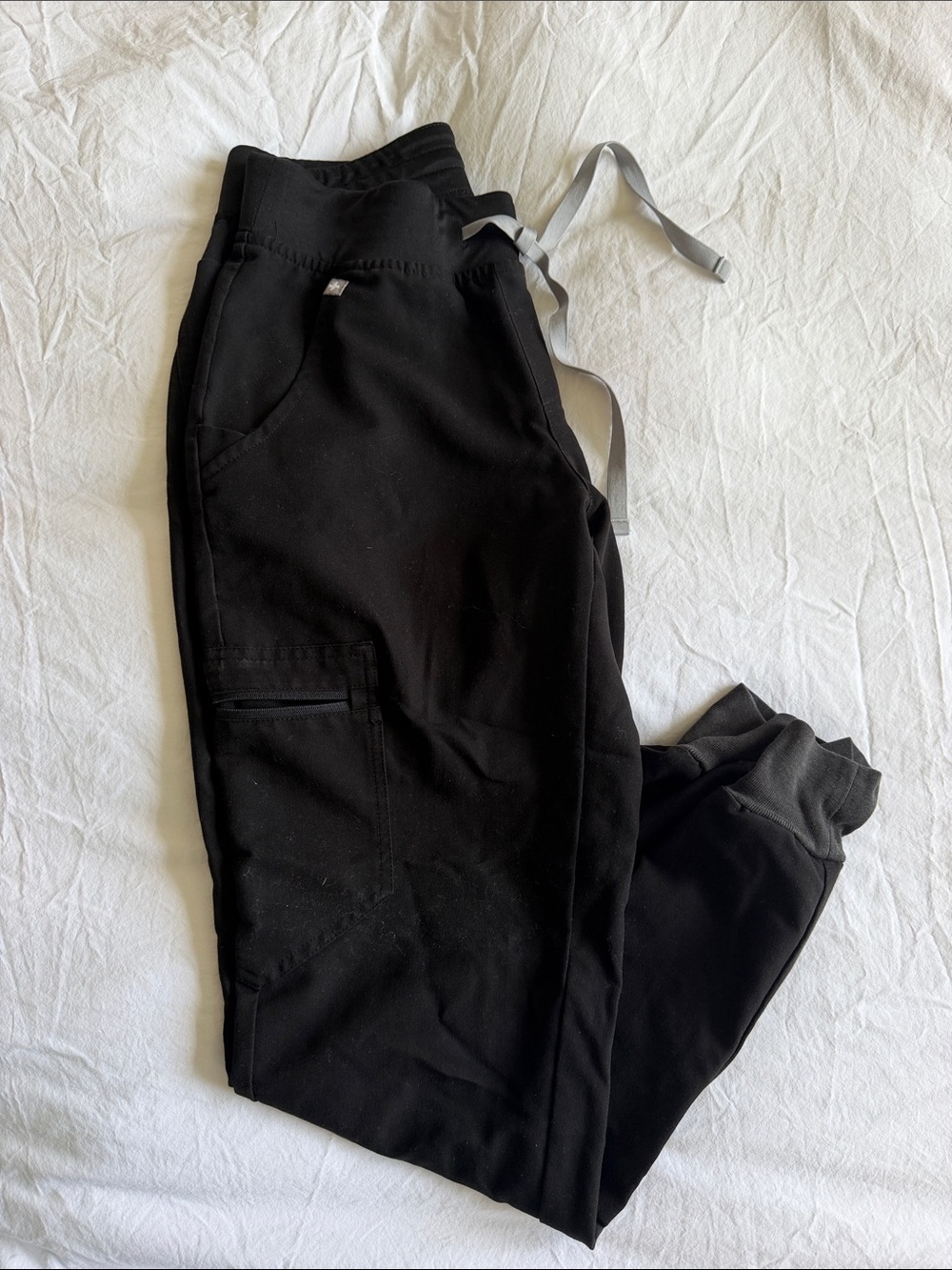 Figs Black Joggers with Gray Drawstring